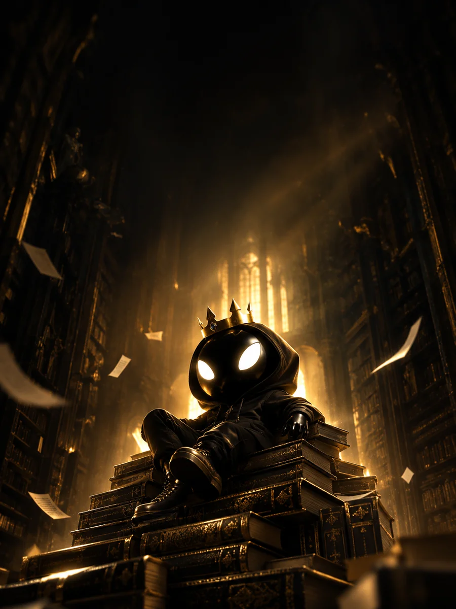 Mascota BreZ con pila de libros